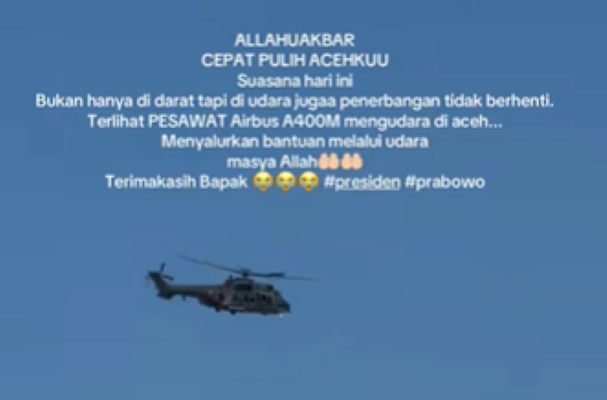 Langit Aceh Bergemuruh, Influencer Ucap Terima Kasih kepada Prabowo