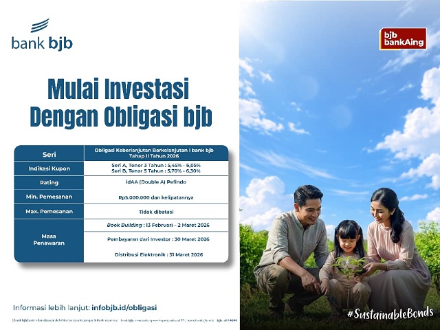 Buka Peluang Investasi Produktif, Bank bjb Terbitkan Sustainability Bond Tahap II 2026